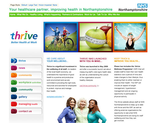 NHS Northamptonshire Thrive website design