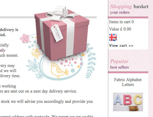 Online store delivery page design